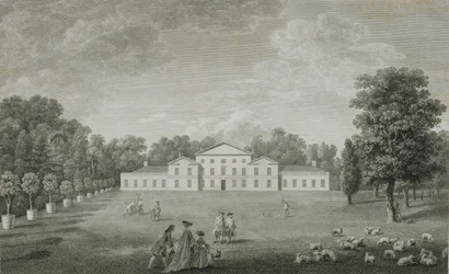 Vue du palais de Kew depuis la pelouse, gravée par William Woollett (1735-85) 1763